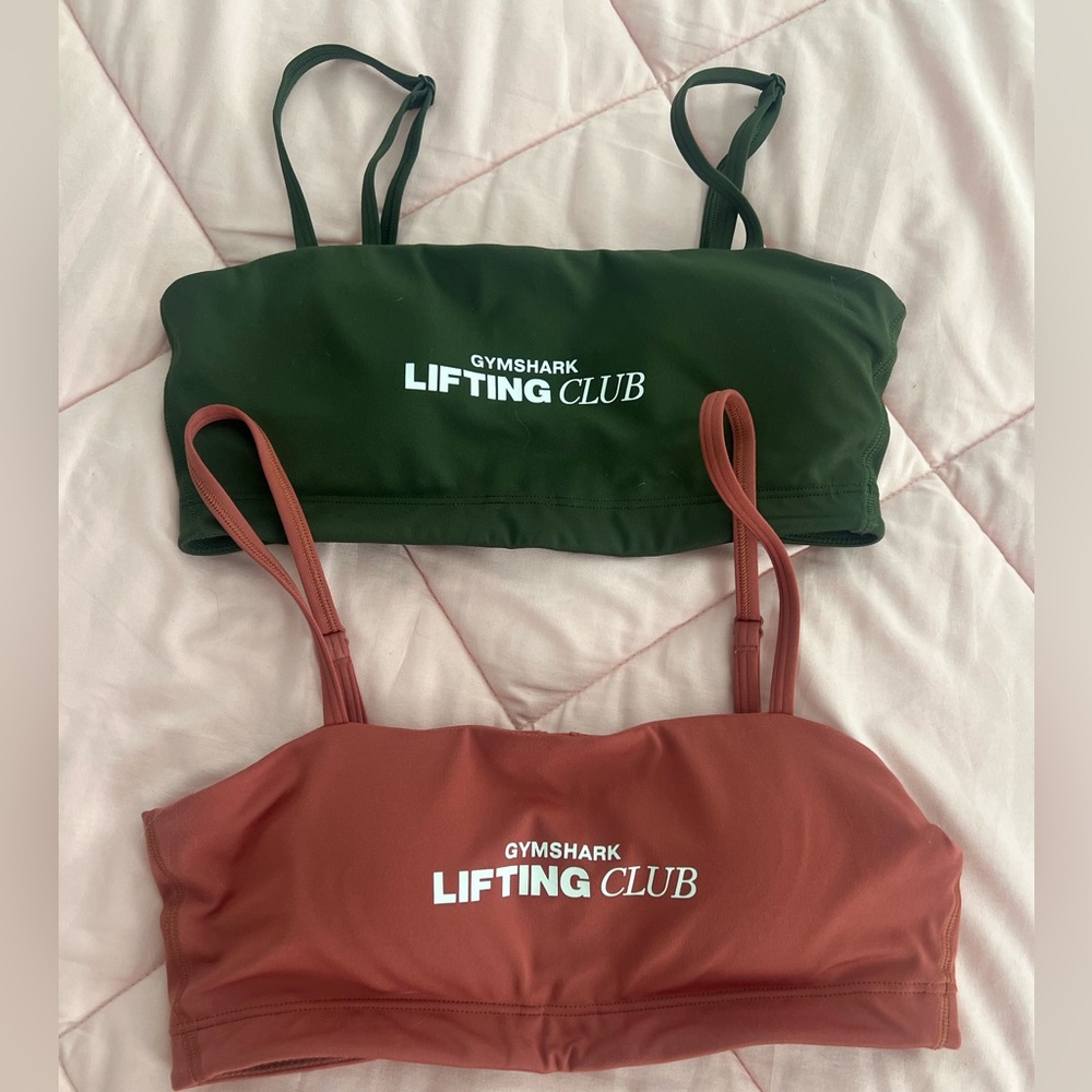 Gymshark Social Club Bandeau Moss Olive & Rose Brown